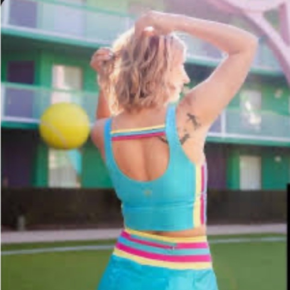 Crowned Athletics Teal metallic Crop Top